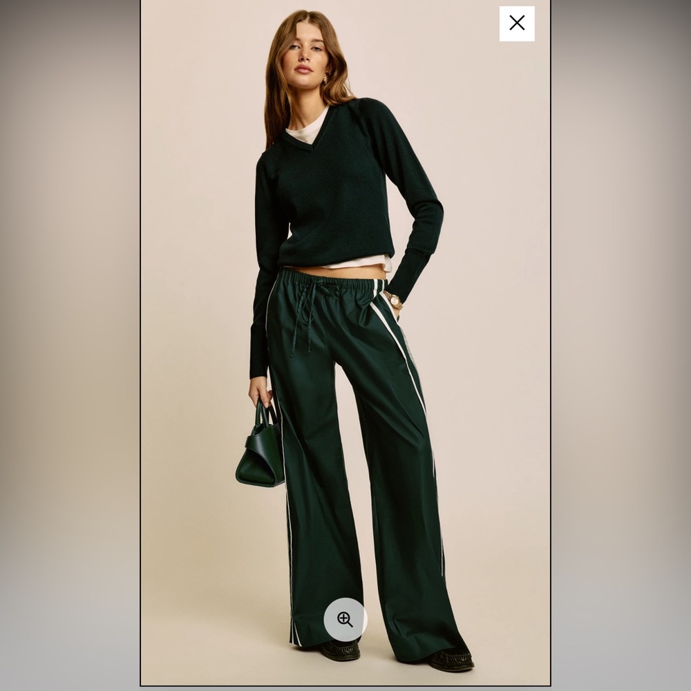 Reformation Julien Poplin Pants in Forest